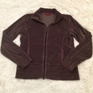 PUMA Track Full Zip Brown Velour Hooded Athletic